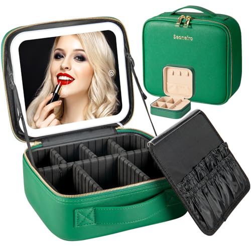 Makeup Travel Bag with LED Lighted Mirror (Seoneiro)