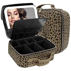 MOMIRA Travel Makeup Bag Cosmetic Bag with Lighted Mirror