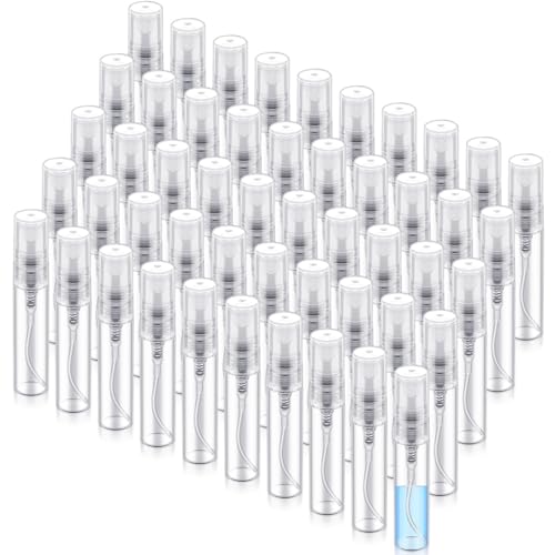 Zhehao 200 Pcs Mini Spray Bottles 5 ml Clear Glass Perfume Bottles Refillable Fine Mist Perfume Atomizer Portable Empty Sample Containers for Cleaning, Essential Oils, Travel (Clear Cap)