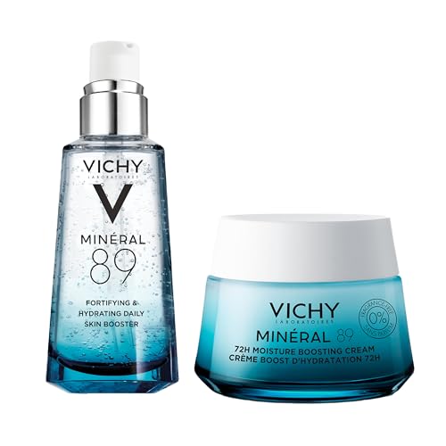 Vichy Mineral 89 Booster, Pure Hyaluronic Acid Serum for Face with Volcanic Mineral Water for Skin Barrier Repair, Plumps & Hydrates, Lightweight Moisturizing Gel, Oil-Free, Non-Sticky