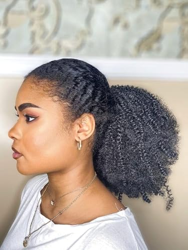 Human Hair Afro Kinky Curly Drawstring Ponytail (14 in)