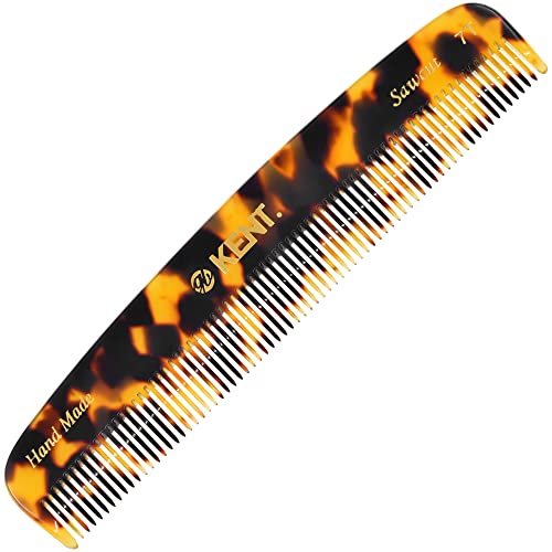 Kent 7T TY Handmade All Fine Tooth Pocket Comb for Men, Hair Comb Straightener for Everyday Grooming Styling Hair, Mustache and Beard, Use Dry or with Balms, Saw Cut and Hand Polished, Made in England