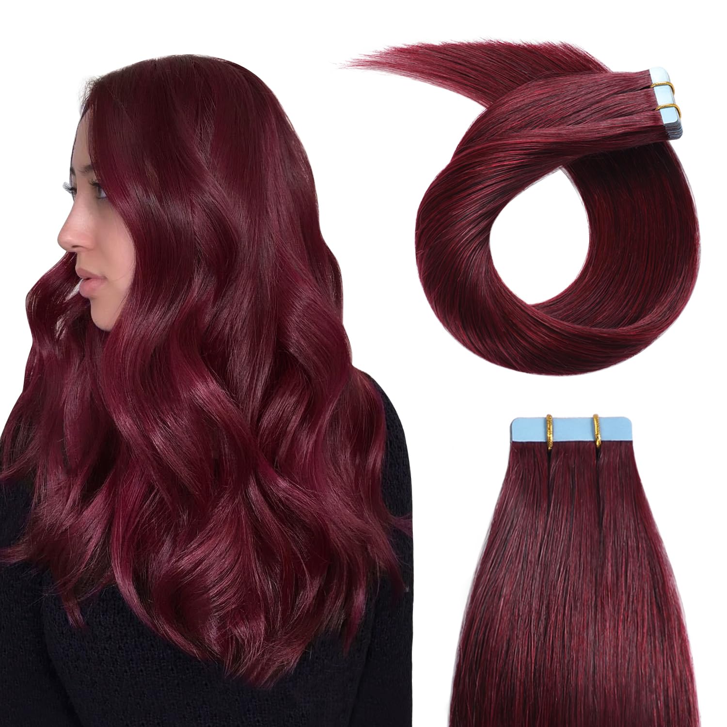 YILITE Red Tape in Hair Extensions #99J Burgundy