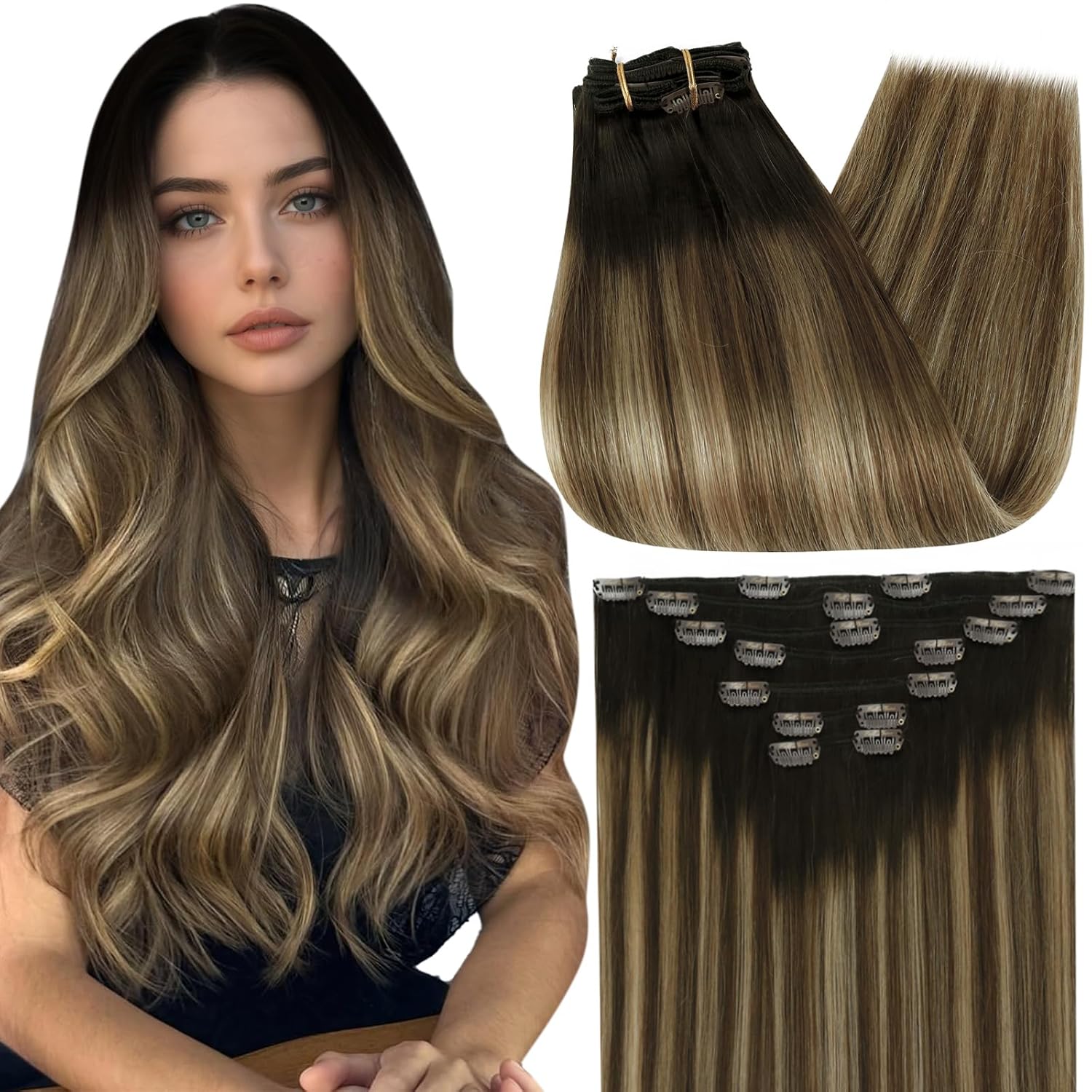 Full Shine Balayage Clip in 14 Inch 120g