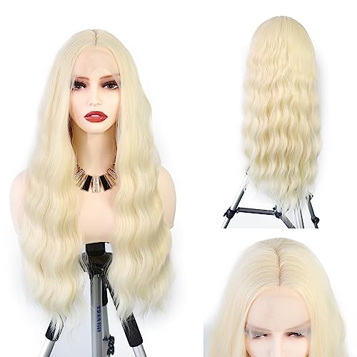 Blonde #613 Synthetic Lace Front Wigs Middle Part Loose Wave Heat Resistant Natural Hairline Fiber Hair Glueless Lace Wig for Women Cosplay Wig