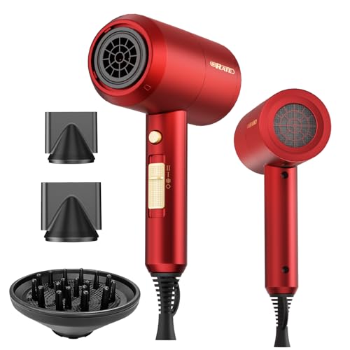 SHRATE Lightweight Ionic Hair Dryer with Diffuser - Powerful 1800W Blow Dryer for Fast Drying - Professional Low Noise Mini Hair Dryer for Travel, Gifts, Hair Styling