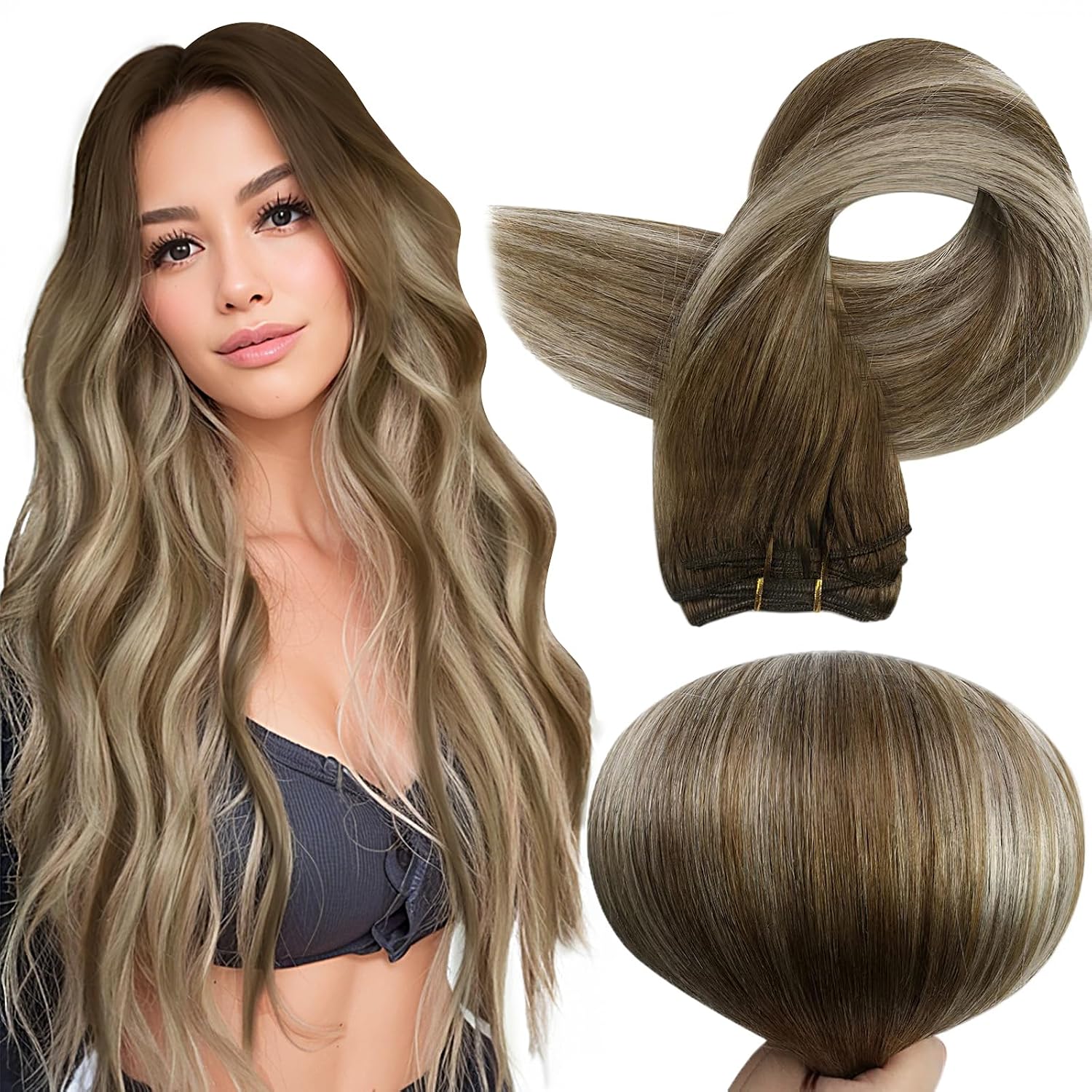 Full Shine 20 Inch Human Hair Extensions Sew In