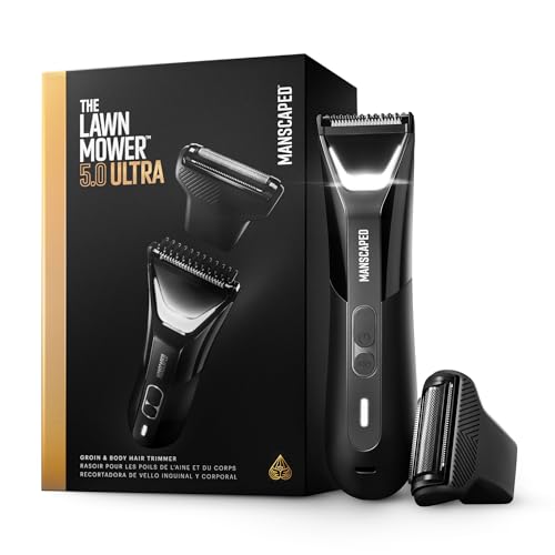 MANSCAPED The Lawn Mower 5.0 Ultra Groin & Body Hair Trimmer  Dual-Head SkinSafe Trimmer & Foil Blades, Waterproof Wet/Dry Groomer, USB-C Rechargeable with Travel Case, Mens Ball Shaver, Black