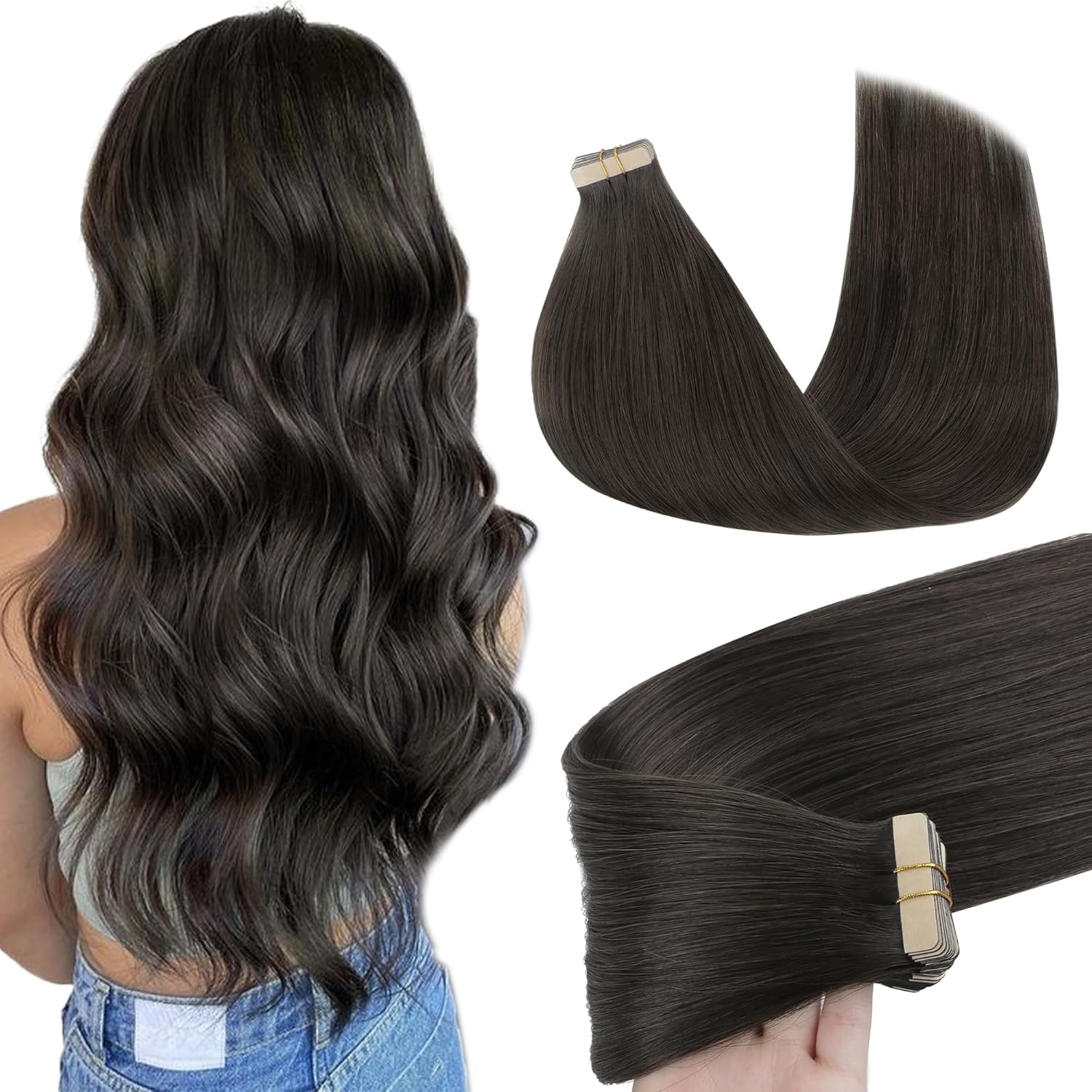 GOO GOO Tape in Hair Extensions (1C Mocha Brown, 16in)