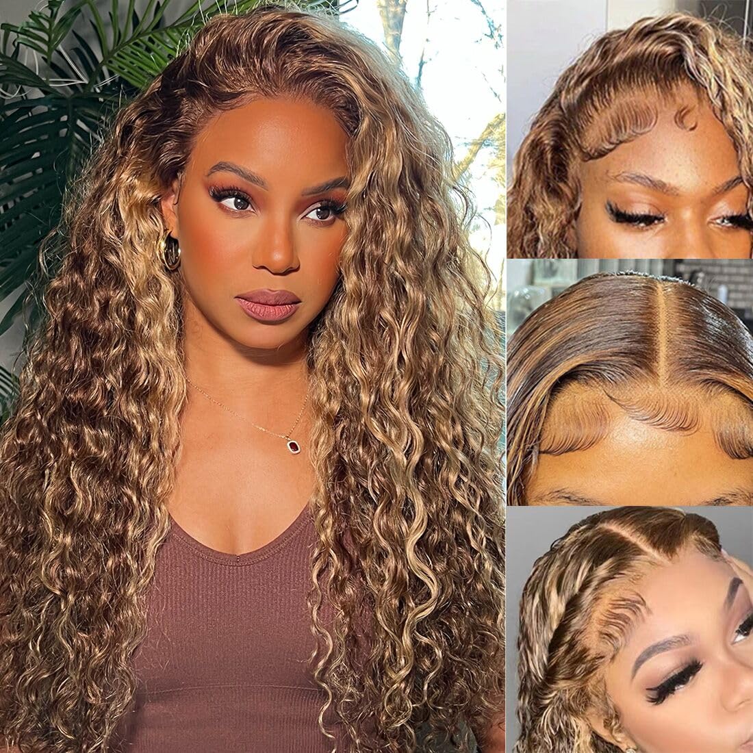 Ombre Honey Blonde 13x6 Water Wave Wig