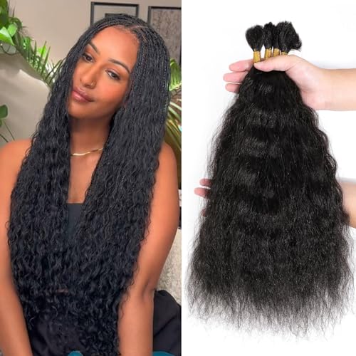 DMKEEP Top Grade Super Wave Human Braiding Hair 4 Bundles 100g Human Hair Braiding Hair No Weft Bulk Human Hair for Braiding Hair Extensions Natural Color Yaki Straight 18 Inch