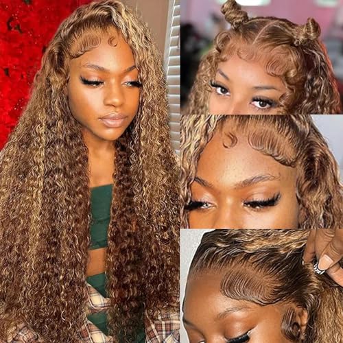 26 Inch 13x6 Highlight Ombre Deep Wave Lace Front