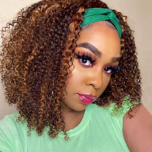 Headband Wig Human Hair Deep Wave (12 Inch)