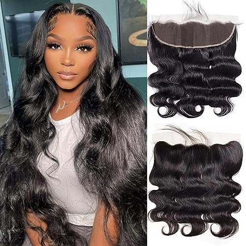 13x4 Lace Frontal Closure Body Wave Human Hair Ear to Ear HD Lace Frontal Closure Free Part Brazilian Hair Extensions 150% Density Lace Frontal Human Hair Pre Plucked with Baby Hair 20 Inch