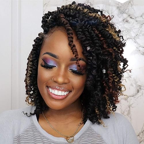 ToyoTress Tiana Passion Twist Hair - 10 Inch Combo Packs(1B-6P+T27-1P-T30-1P) Passion Twist Crochet Hair, Pre-Looped Pre-Twisted Synthetic Braiding Hair Extension (10 Inch, 1B-6P+T27+T30-1P)