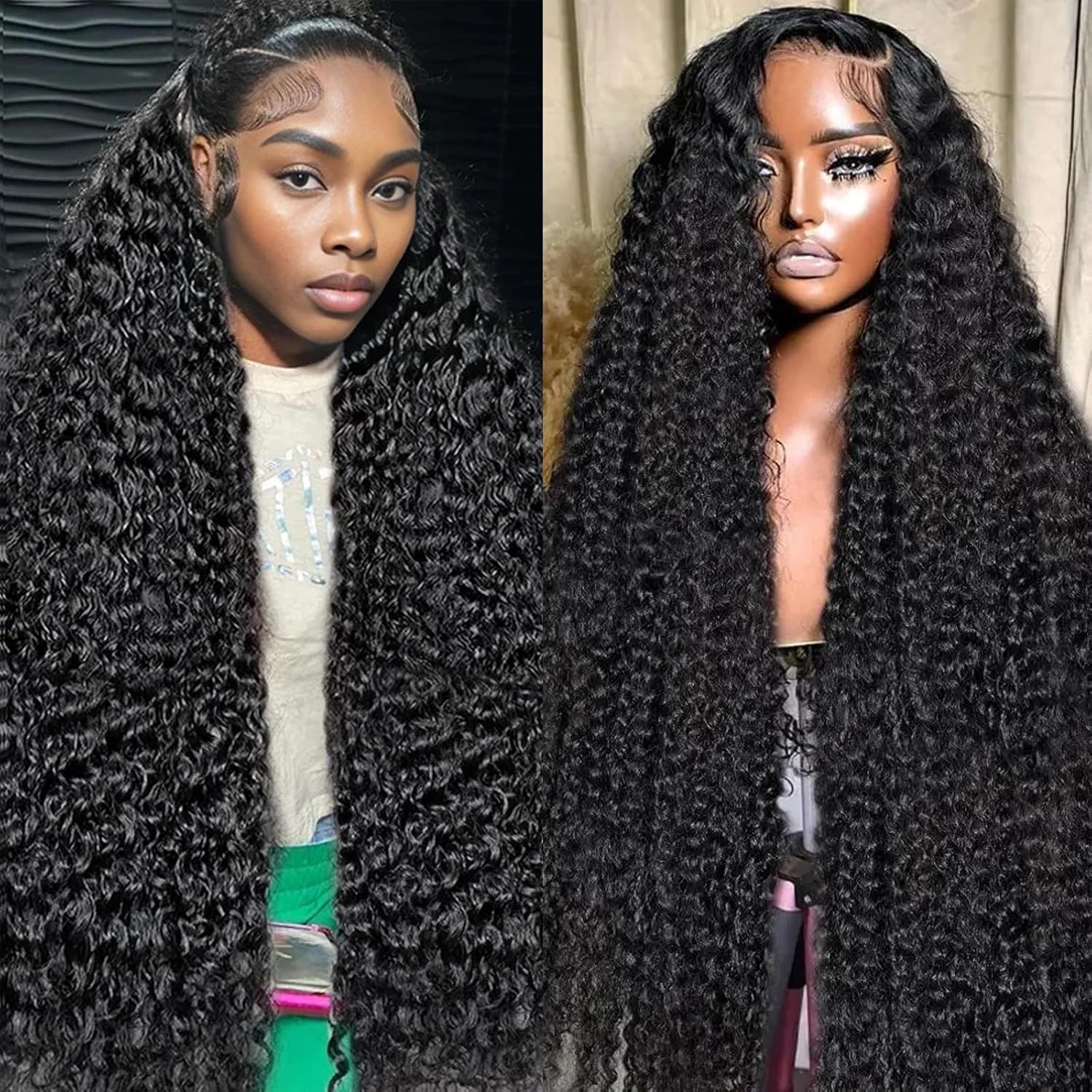 ULRICA Deep Wave Lace Front Wigs Human Hair Wigs for Black Women 13x4 HD Lace Front Wigs Pre Plucked Water Wave Lace Front Wig Curly Human Hair Wig 28 Inch 180% Density