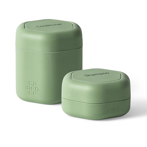 Cadence Travel Containers Basic Skincare Set - Magnetic Containers with Lids,Carry On Travel Essentials For Women/Men - 3 Small Capsules (0.56oz) - Cleanser, Moisturizer & Sun-Icon Labels - Eucalyptus