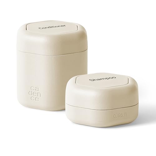 Cadence Travel Containers Basic Skincare Set - Magnetic Containers with Lids,Carry On Travel Essentials For Women/Men - 3 Small Capsules (0.56oz) - Cleanser, Moisturizer & Sun-Icon Labels - Sand