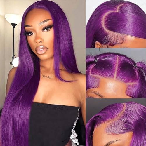 Dark Purple Lace Front Wigs Human Hair