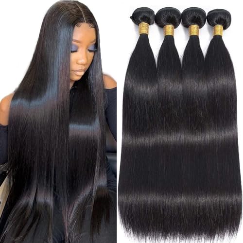 Brazilian Straight Human Hair 4 Bundles 18 20 22 24 Inch 100% Unprocessed Virgin Straight Weave Bundles Human Hair