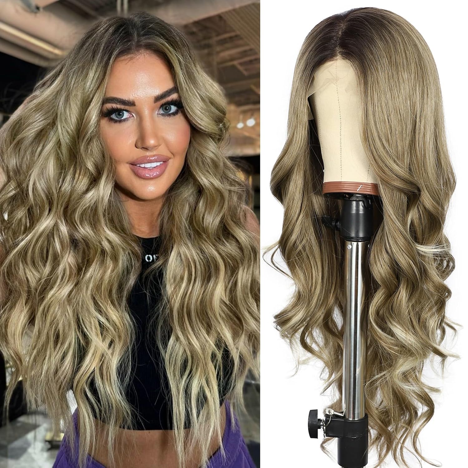 SAPPHIREWIGS Long Brown Body Wavy Wig