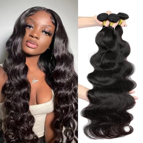 36 38 40 Inch Bundles 12A Remy Human Hair Bundles Body Wave, 100% Unprocessed Brazilian Virgin Hair Body Wave, Cuticle Aligned, Tangle-free, Triple Smooth and Soft