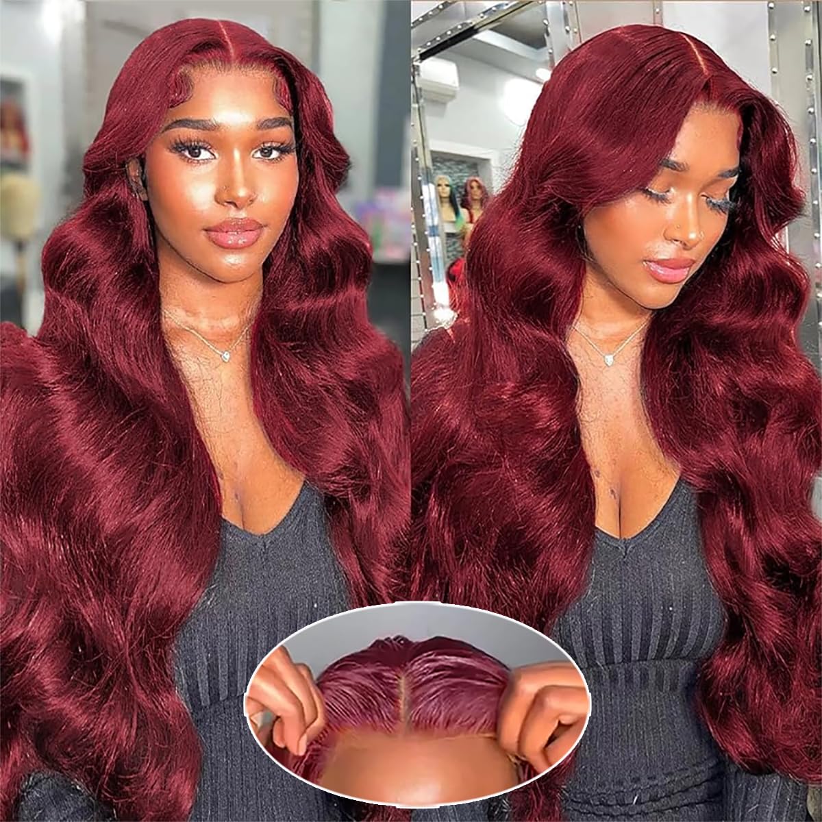 RuiShu Wear and Go Burgundy Wig