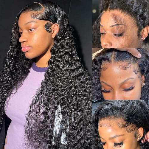 bangjazz 32 Inch Deep Wave Lace Front Wigs Human Hair 180% Density Curly Wigs for Black Women 13x4 HD Lace Frontal Wigs Human Hair Wear and Go Glueless Wigs Human Hair Pre Plucked with Baby Hair