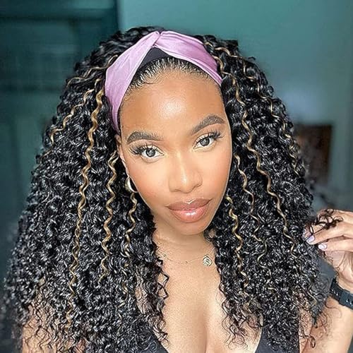 Punmasa Headband Wig Curly 1B/27 Deep Wave