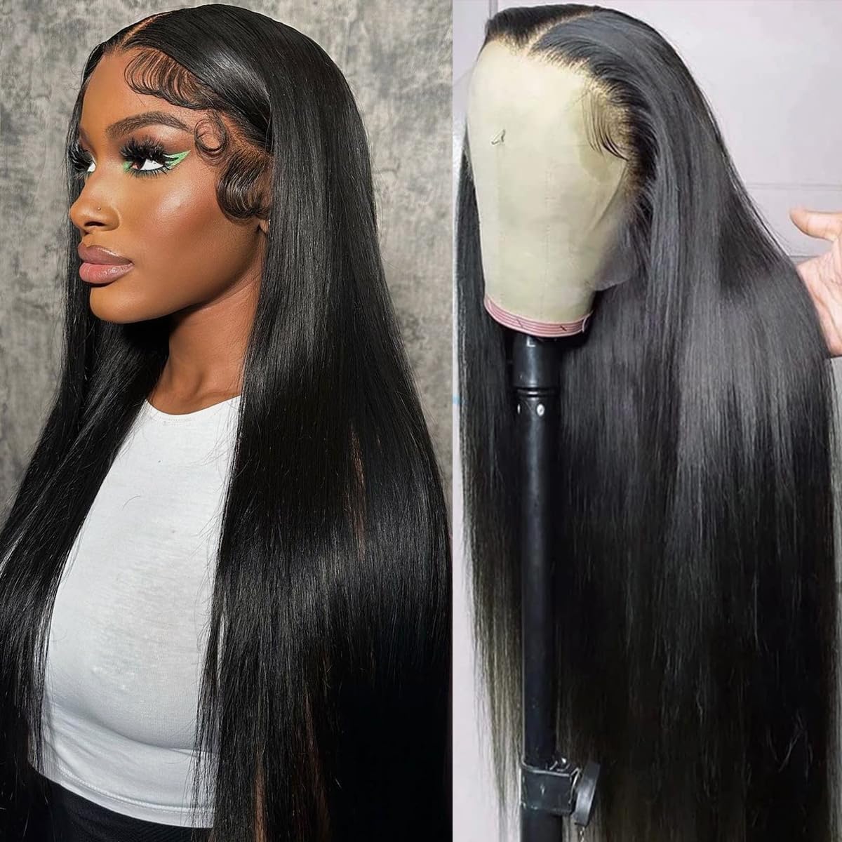 Straight Human Hair Wigs for Women Lace Front Wigs Pre Plucked Glueless 13x4 HD Lace Front Wigs Human Hair 180% Density Straight Frontal Wigs Human Hair 32 Inch