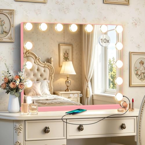 Ratsamee Pink Hollywood Vanity Mirror with Lights