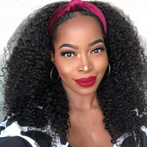 Headband Wig Kinky Curly Human Hair Wigs 22 inch