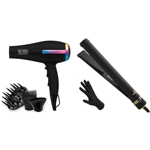 HOT TOOLS Professional Rainbow Turbo Ceramic Hair Dryer + Evolve Ionic Flat Iron