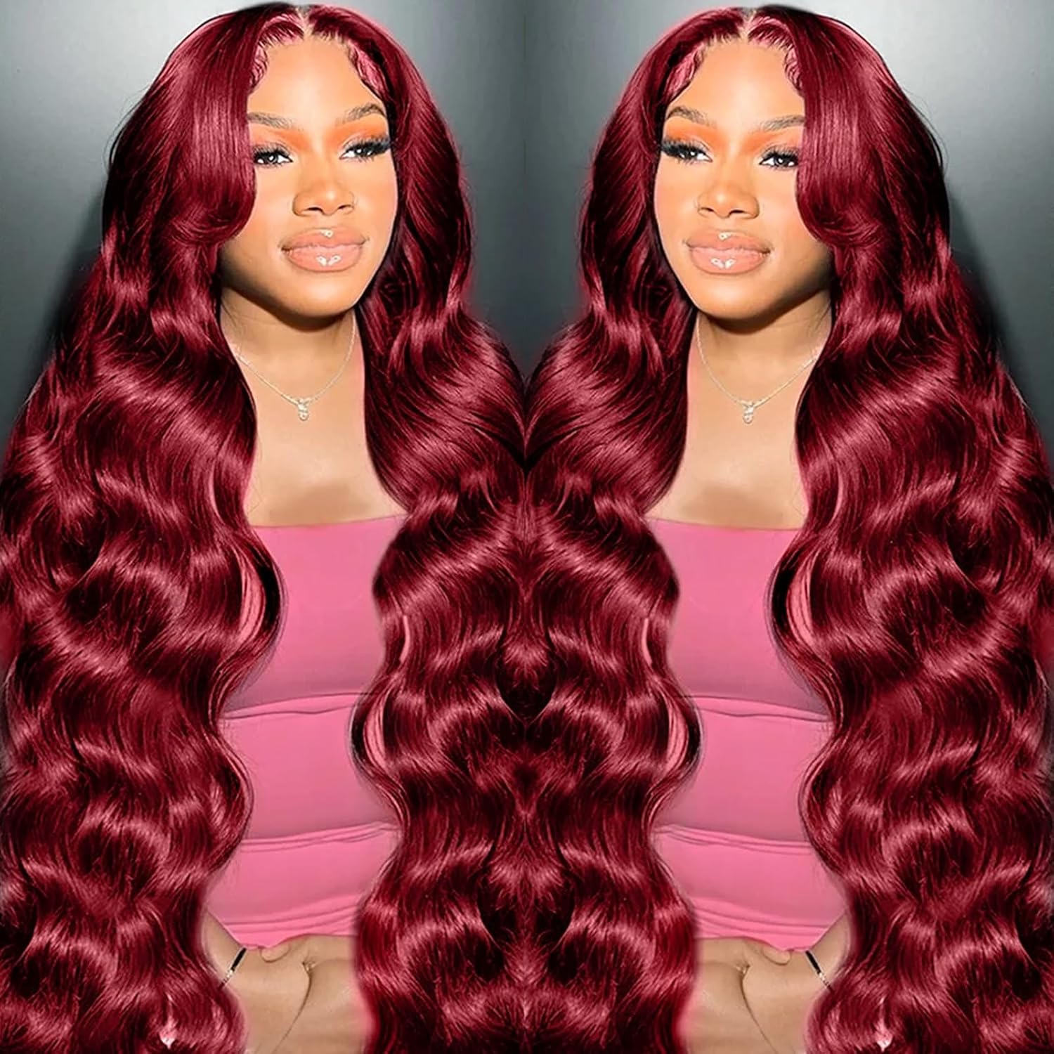 99J Burgundy Wig Human Hair 13x4 Body Wave Lace Front Wigs Human Hair 180 Density Pre Plucked Glueless Wine Red Colored Lace Front Wig for Women 22inch