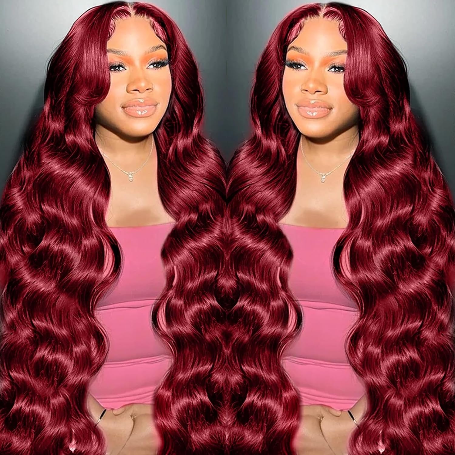 METDIO 99J Burgundy Lace Front Wig
