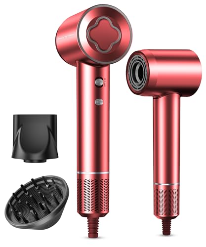 Hair Dryer, 150000RPM High-Speed Hairdryer for Fast Drying, Low Noise, HD Display, 5 Temps & 2 Speeds, 500 Million Negative Ionic Blow Dryer with Diffuser & Nozzle, Gold