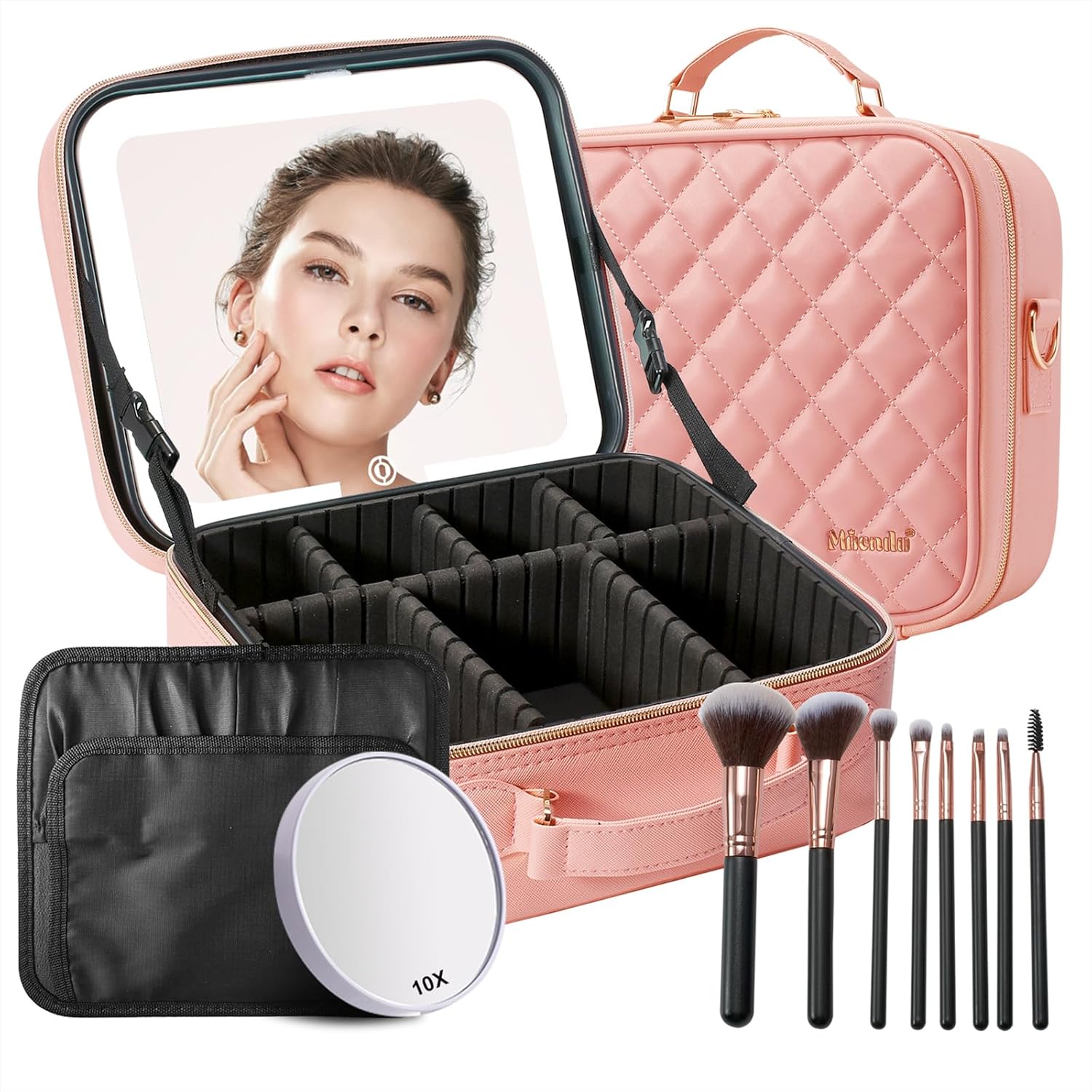 Mocado Travel Makeup Bag (Pink Lozenge)