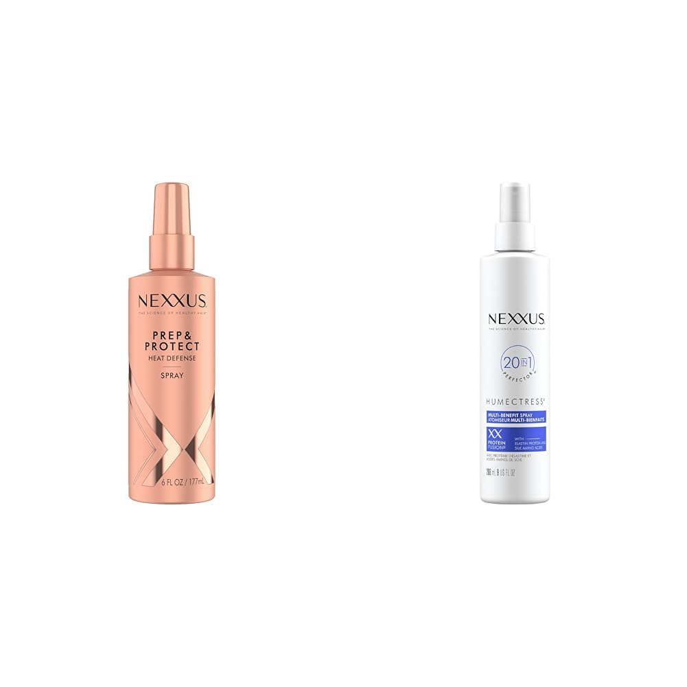 Nexxus Thermal Shield Spray Prep & Protect for 450 degree heat protection & Humectress Leave-In Conditioner Spray 20-in-1 Perfector for Dry Hair With Biotin