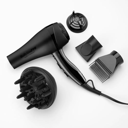 BaBylissPRO Nano Titanium 2000-Watt Blow Dryer with Concentrator Nozzle, Professional Grade Ionic Corded Styling Tool for Hair