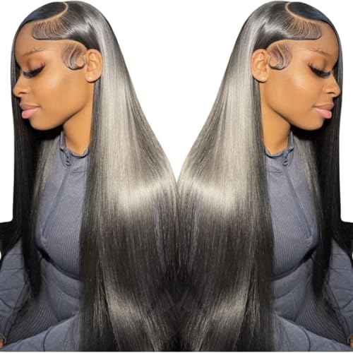 Straight Lace Front Wigs Human Hair 13x4 HD Transparent Lace Front Human Hair Wigs for Black Women Glueless Brazilian Virgin Hair Lace Frontal Wig 180% Density Pre Plucked with Baby Hair Hairline
