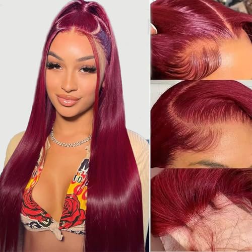 XUANCAILE 13x4 Burgundy Wig