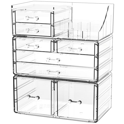 Cq acrylic 3 Pack Clear Makeup Organizer