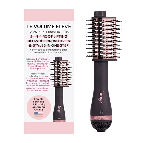 L'ANGE HAIR Le Volume Eleve 65MM 2-in-1 Titanium Brush Dryer | Dry and Style | Unique Teardrop Shape Barrel | 3 Heat Settings | 360 Vented Airflow | Ionic Technology for Frizz-Free Styling (Black)