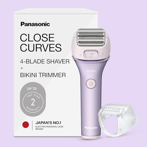 Panasonic Electric Shaver for Women, Cordless 4-Blade Shaver, Bikini Attachment, Pop-Up Trimmer, Wet Dry Operation - ES-AWL8AV (Purple)