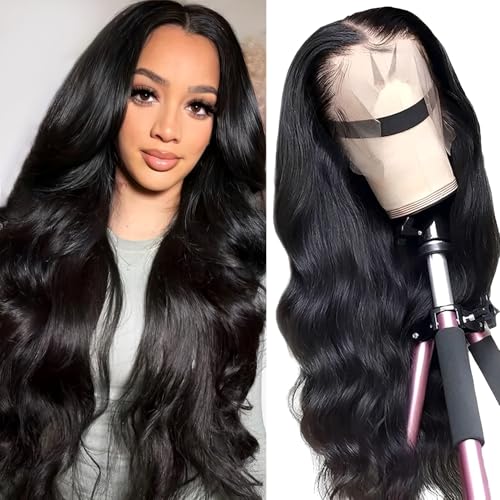 13x6 Lace Front Wigs Human Hair Pre Plucked 250 Density wear and go glueless wigs human hair Body Wave HD Lace Frontal Human Hair Wigs for Black Women 28 Inch