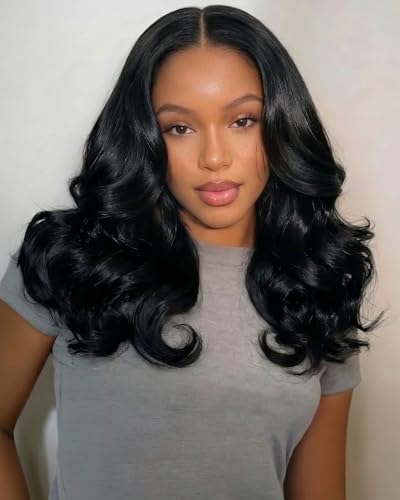 Arabella 6x6 Glueless Wigs Human Hair 230% Density Lace Front Wigs Bouncy Curl Wave Wig Pre Cut Lace Pre Bleached (18inch, 6x6 BNC Wig)