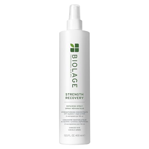 Biolage Strength Recovery Repairing Spray - Leave-In Treatment, Strengthens & Repairs Damaged Hair, Heat Protectant, Detangling Leave-In Treatment, With Olive Squalane & Vegan Proteins