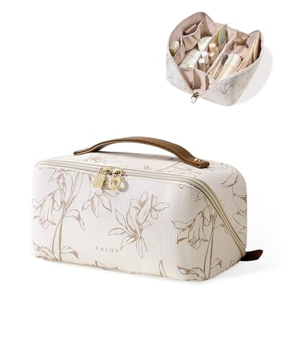 EACHY Travel Makeup Bag (F-Beige-Large)