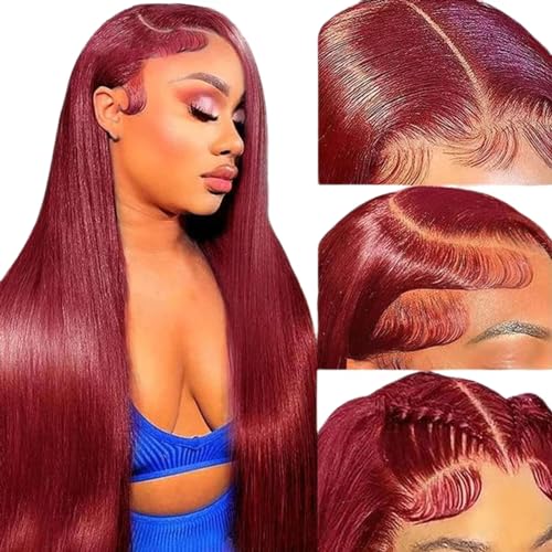 Burgundy Wig Human Hair 20inch 13x6 HD