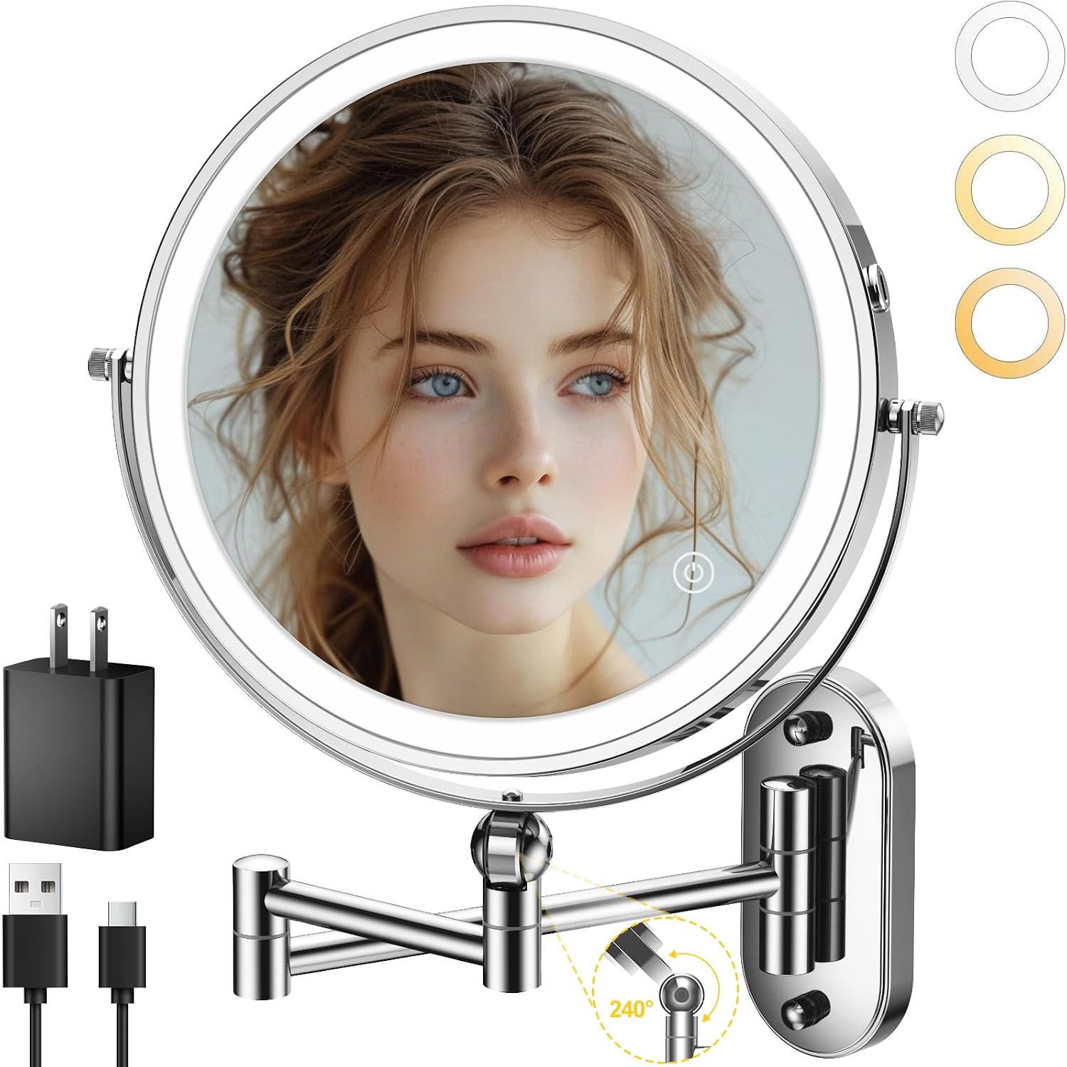 IMIKONA 9" Wall Mounted Lighted Makeup Mirror